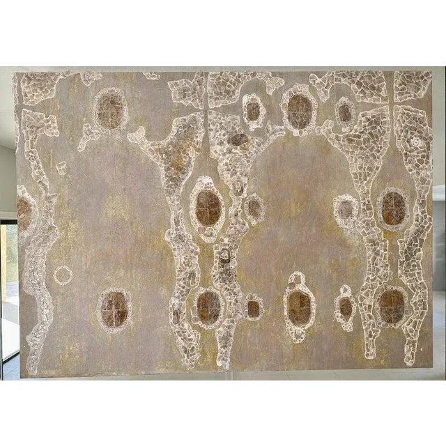 Beautiful large abstract acrylic and mica by the noted California artist Frank Galuszka. It is titled "Snow Queen" from...