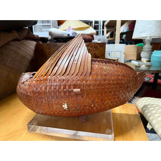 Mid 20th Century Large Woven Wicker Bird Basket For Sale In Charleston - Image 6 of 12
