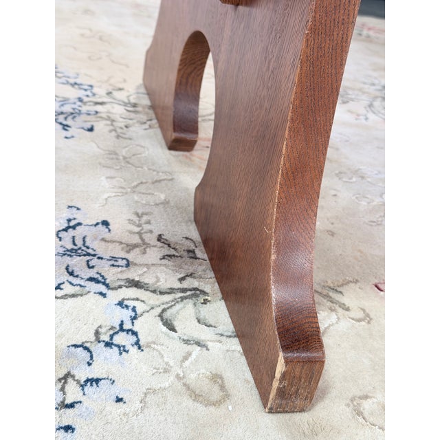 Late 20th Century Stickley Mission Collection Keyhole Trestle Oak Dining Table For Sale - Image 10 of 11