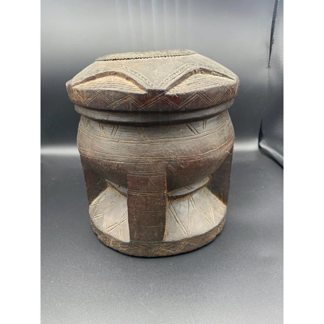 Brown 19th Century Antique Middle Eastern Bedouin Mihbaj Wood Mortar For Sale - Image 8 of 12