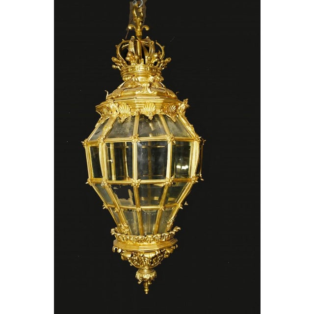 Wonderful French gilt bronze hanging lantern in the Louis XIV style Also known as the Versailles style light Great patina...