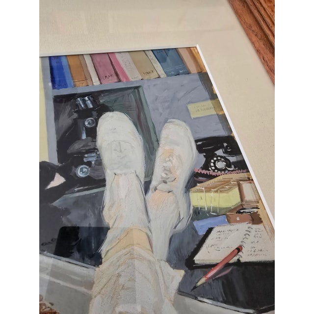 Mid-Century Modern 1950s Vintage w.c. Painting Mid Century Glamour Girl Client For Sale - Image 3 of 11