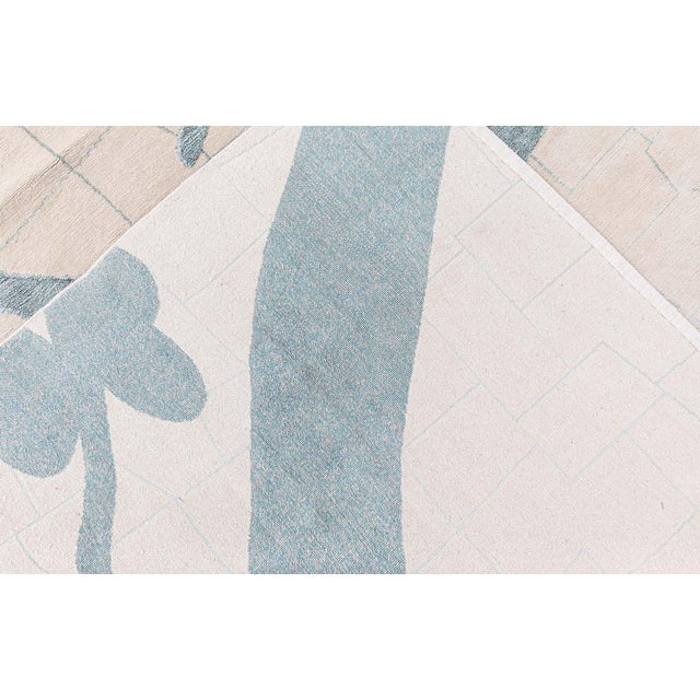 Beige Modern Floral Tibetan Handmade of Silk and Wool Rug by Doris Leslie Blau For Sale - Image 8 of 8