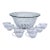 Vintage Anchor Hocking Victoria Optic Swirl Clear Punch Bowl and 8 Cups For Sale