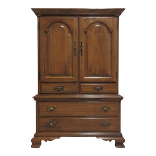 Vintage Solid Maple Chippendale Armoire For Sale
