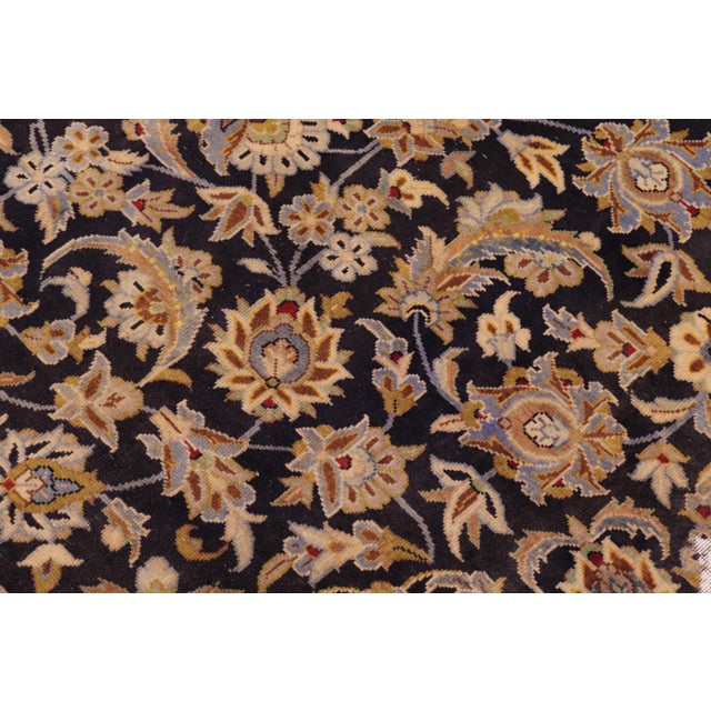 Textile No Pile Persian Blue/Gold Wool Rug - 7'7'' X 11'1'' For Sale - Image 7 of 10