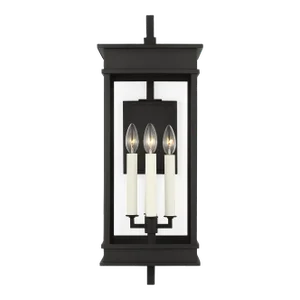 Chapman & Myers by Visual Comfort Studio Cupertino 4-Light Outdoor Large Bracket Lantern Sconce in Textured Black