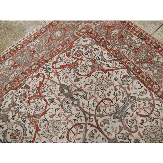 Slate Gray Galerie Shabab Collection Early 20th Century Persian Tabriz Carpet For Sale - Image 8 of 10