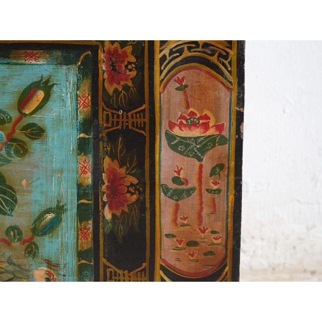 Brown Antique Chinese Painted Trunk For Sale - Image 8 of 11