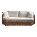 Vintage Brown Jordan Braided Wicker Sofa For Sale