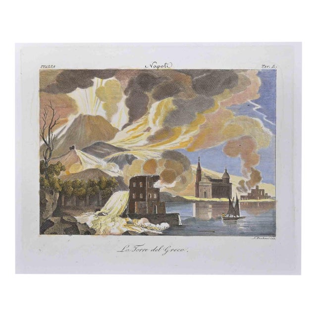 Achille Parboni, The Greco Tower, Naples, Etching, 19th Century For Sale