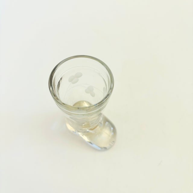Mid 20th Century Vintage Etched Glass Boot Shot Glass For Sale - Image 5 of 7