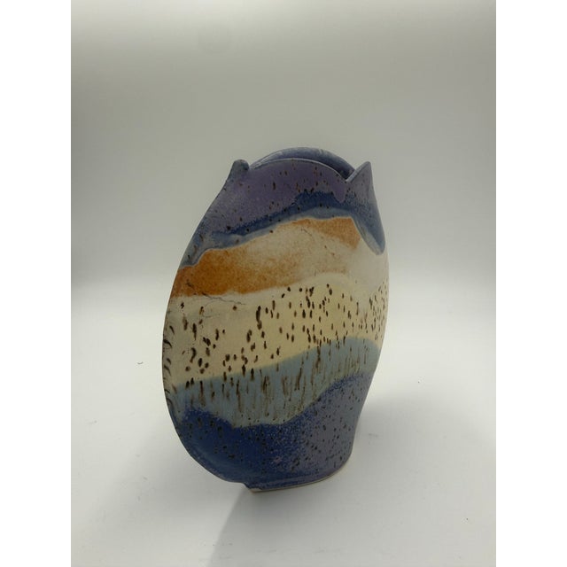 1980's Vintage Studio Pottery vase. Signed
