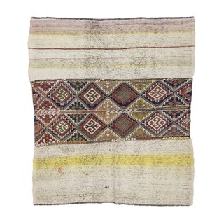 1960s Vintage Kilim Rug- 4′7″ × 5′1″ For Sale