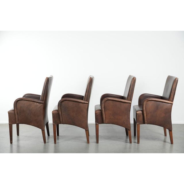 1990s Dining Armchairs in Cowhide Leather, Set of 4 For Sale - Image 5 of 18