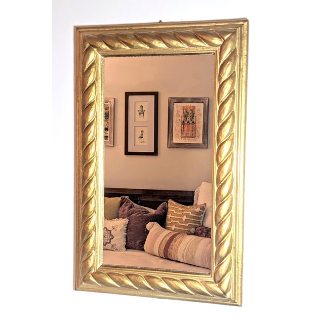 Italian Giltwood Mirror Rope Carved - By Doratex Firenze Italy For Sale - Image 4 of 9