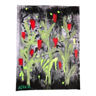 “Dark Garden” Contemporary Original Painting on Paper by CL Auker For Sale
