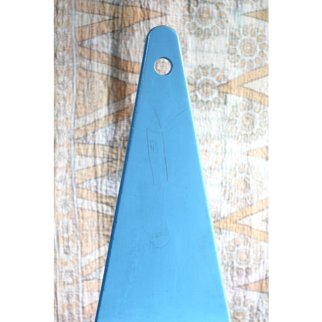 1950s Handmade Blue "Keyhole Chair" - Sewing Chair or Stool For Sale - Image 4 of 15
