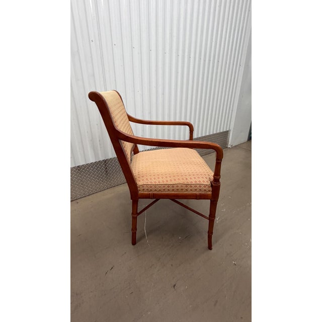 1980s Set Labelled Cabot Wrenn Faux Bamboo Dining Chairs-4 For Sale - Image 4 of 4