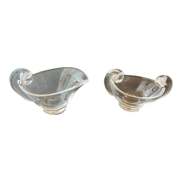 Vintage Art Deco Stueben Glass Creamer and Sugar Bowl Set For Sale