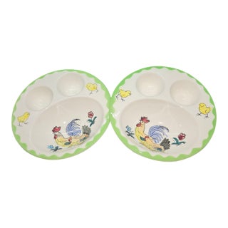 Set of Two Vintage Children's Egg/Cereal Bowl, Hand Painted For Sale