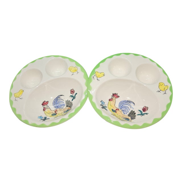Set of Two Vintage Children's Egg/Cereal Bowl, Hand Painted For Sale