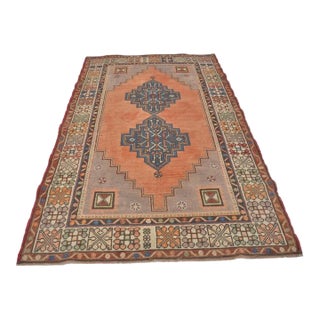 1950s Low Pile Distressed Wool Rug, Authentic Turkish Accent Rug For Sale