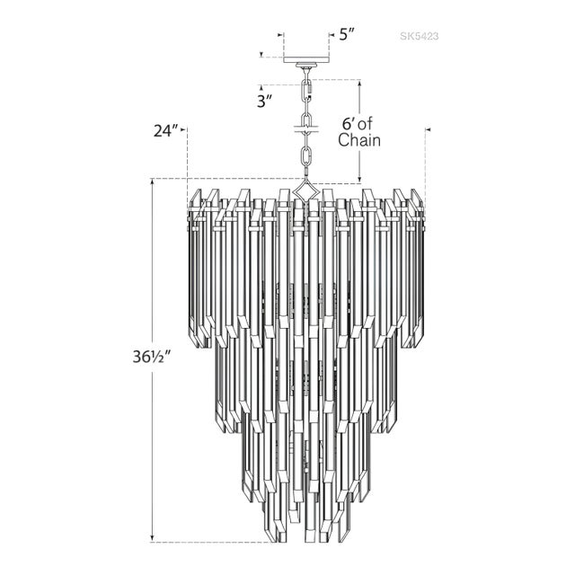 Modern Suzanne Kasler for Visual Comfort Signature Adele Three-Tier Waterfall Chandelier in Hand-Rubbed Antique Brass with Clear Acrylic For Sale - Image 3 of 3