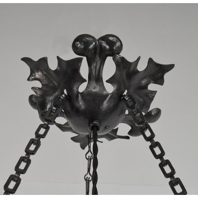 French Art Deco Pendant Light by Le Verre Francais Schneider - 1925 Cameo Chandelier France For Sale - Image 10 of 12