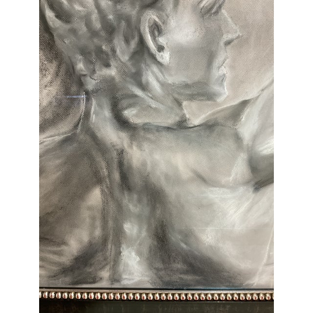 Drawing/Sketching Materials Late 20th Century Figural Male Framed Charcoal Drawing For Sale - Image 7 of 8