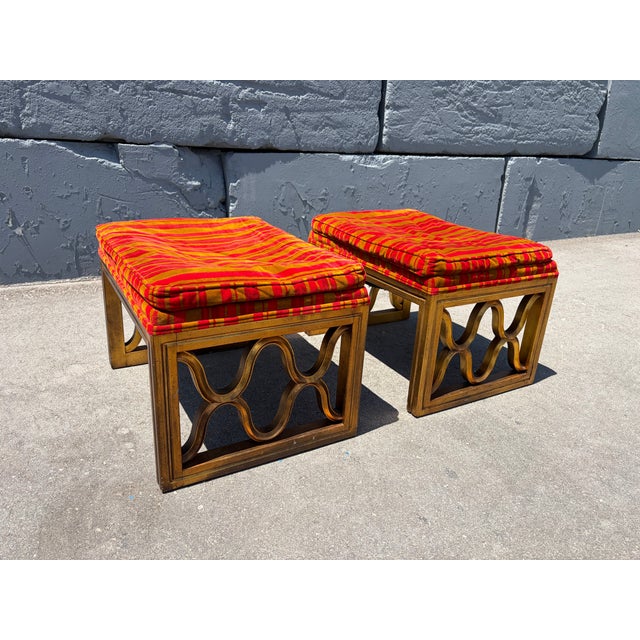 Fabulous Pair of Drexel Ottomans, Stools, Hollywood Regency, Mid Century Modern For Sale - Image 10 of 18