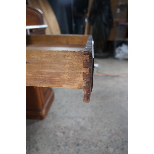 Wood Antique Victorian American Oak S Curve Tambour Roll Top Executive Office Desk For Sale - Image 7 of 15
