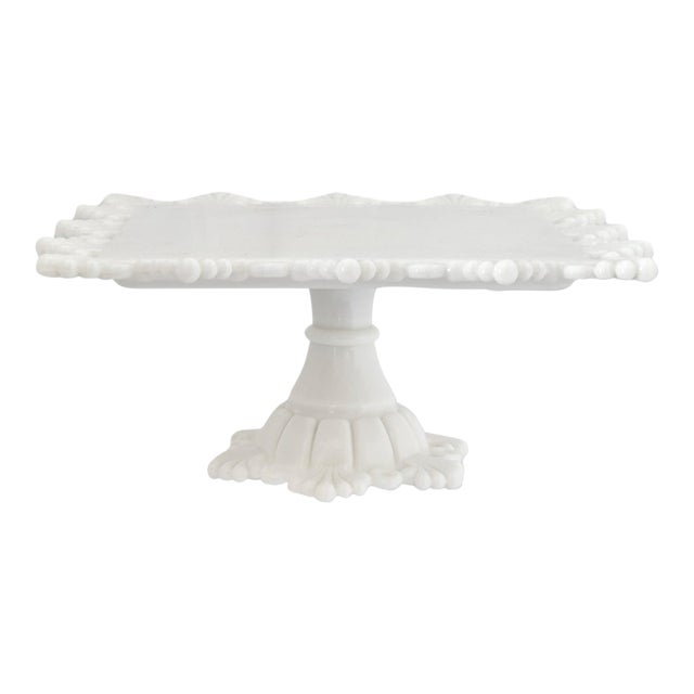 Mid 20th Century Westmoreland Ring & Petal Milk Glass Cake Stand For Sale