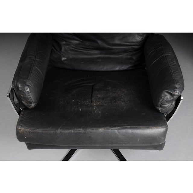 Set of Vintage Lounge Chair and Ottoman in Black Leather by Arne Norell, 1960s For Sale - Image 6 of 18