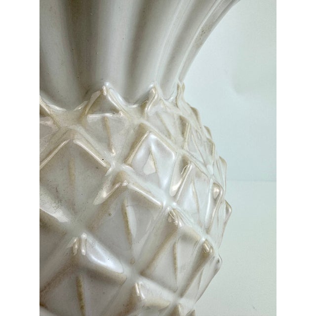 Mid-Century Modern Vintage Mid Century Ceramic Pineapple Vase With Scalloped Rim For Sale - Image 3 of 9