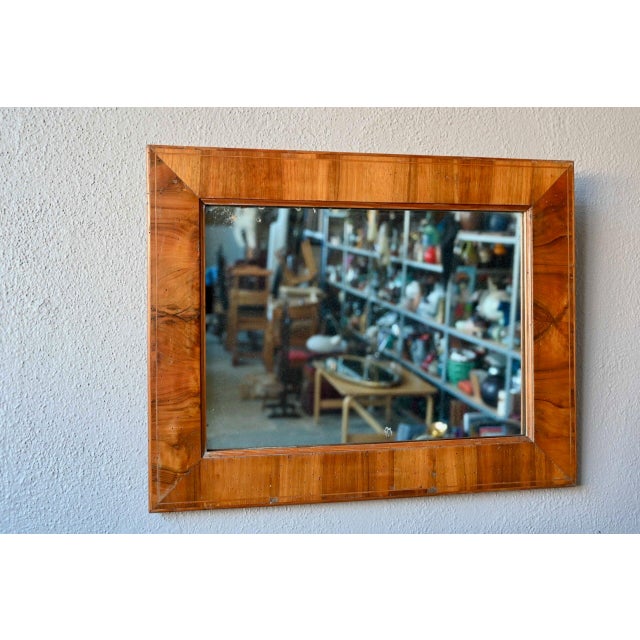 Brown Antique French Louis Philippe Style Walnut Wall Mirror For Sale - Image 8 of 8