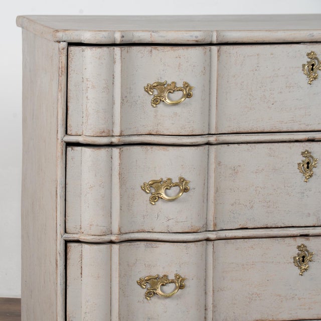Gray Large 19th Century Gray Rococo Chest of Four Drawers For Sale - Image 8 of 18