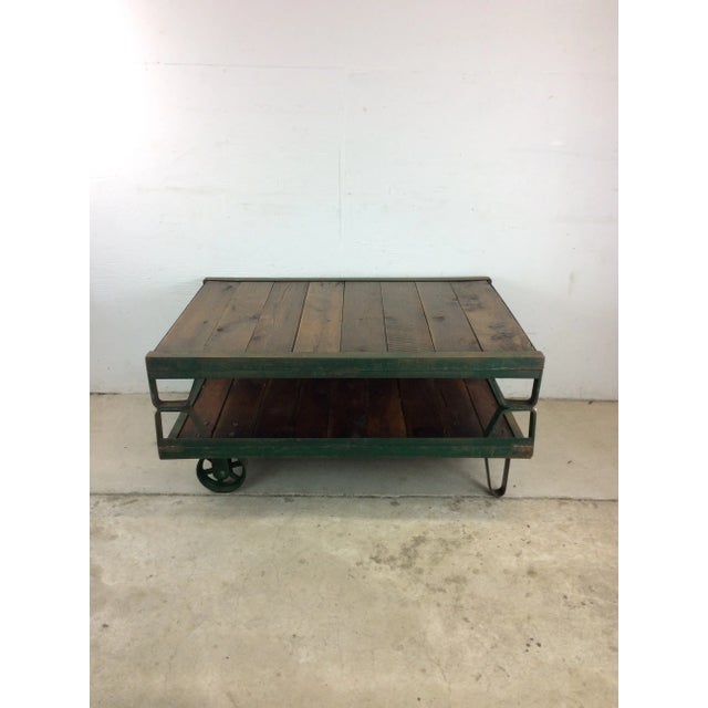 Mid Century Two Tier Industrial Cart Coffee Table For Sale - Image 4 of 12