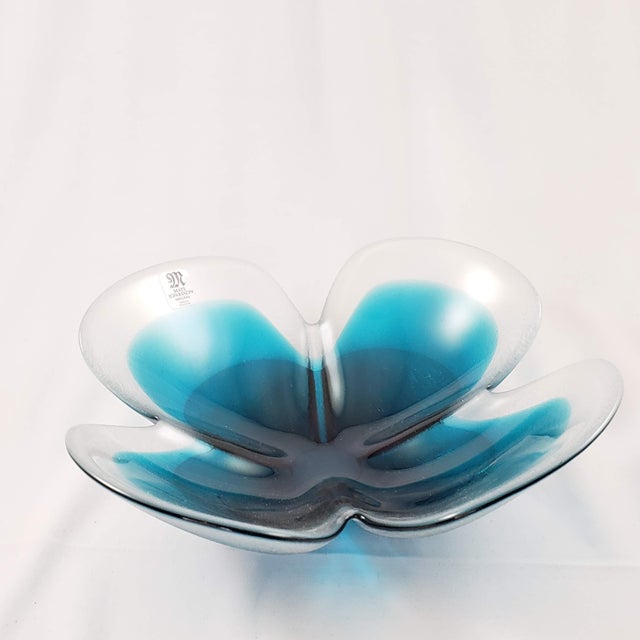 Mats Jonasson Maleras Lucky Four Leaf Clover Full Lead Flower Blue Bowl, Sweden For Sale - Image 9 of 12