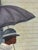 Vintage Naïve Figurative Painting of Woman With Umbrella For Sale - Image 9 of 11