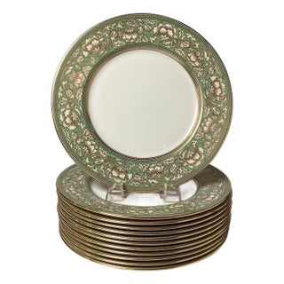 Set of 12 Antique Lenox Green Mark Service Plates 1920's For Sale