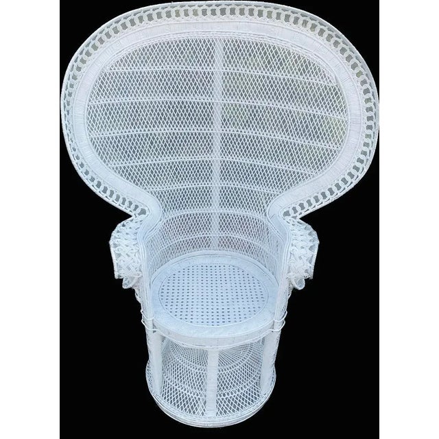 Mid-Century Large white Peacock chair. Intricate weaving and detailing of rattan & wicker a beautiful vintage chair. Circa...