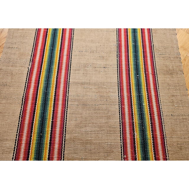 American Vintage American Rag Runner, Handwoven Wool & Cotton, Stripe Pattern, 3x18 For Sale - Image 3 of 16