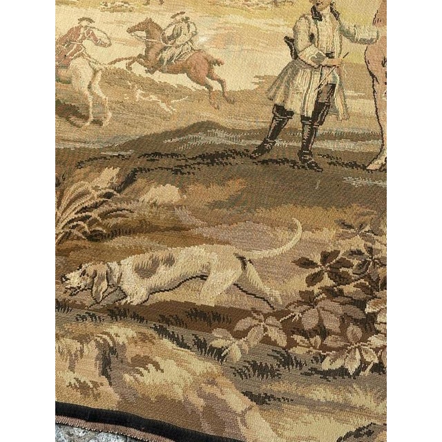Beige Large Vintage French Hunting with Hounds Jacquard Tapestry in the style of Aubusson, 1970s For Sale - Image 8 of 18