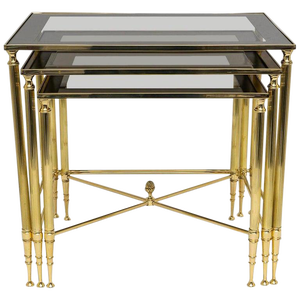 Maison Jansen Brass Nesting Tables - Set of 3