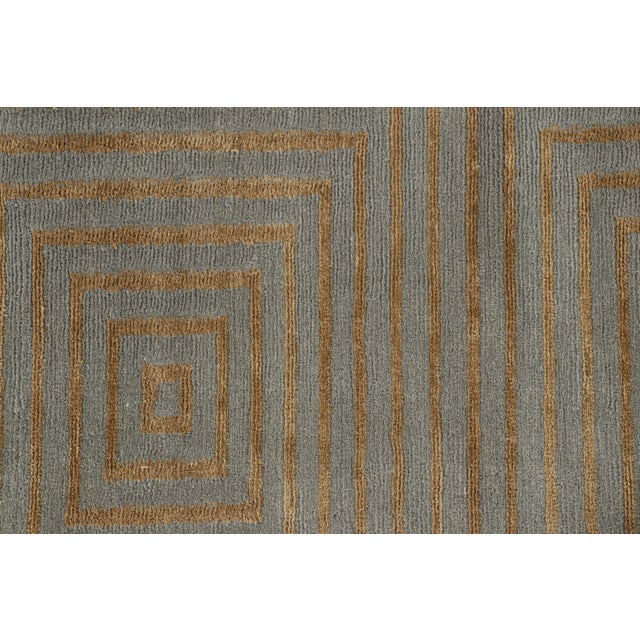 Modern Rug & Kilim’s Cubist Style Rug in Gray With Bronze Geometric Patterns “Dorian” For Sale - Image 3 of 8