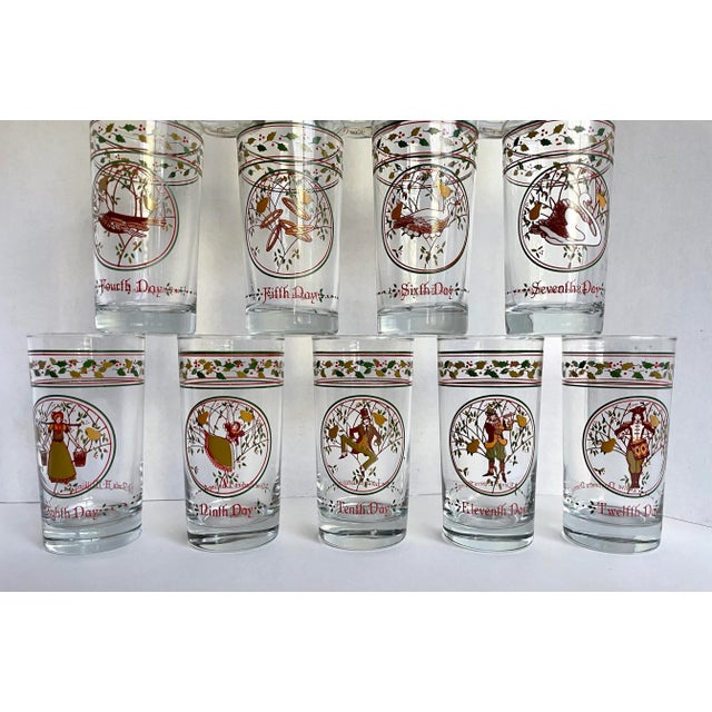 Anchor Hocking Mid 20th Century Complete Set 12 Days of Christmas Anchor Hocking Glasses For Sale - Image 4 of 11