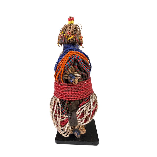 #1227 Vintage African Beaded Fali Fertility Doll Cameroon 11" H For Sale - Image 4 of 9