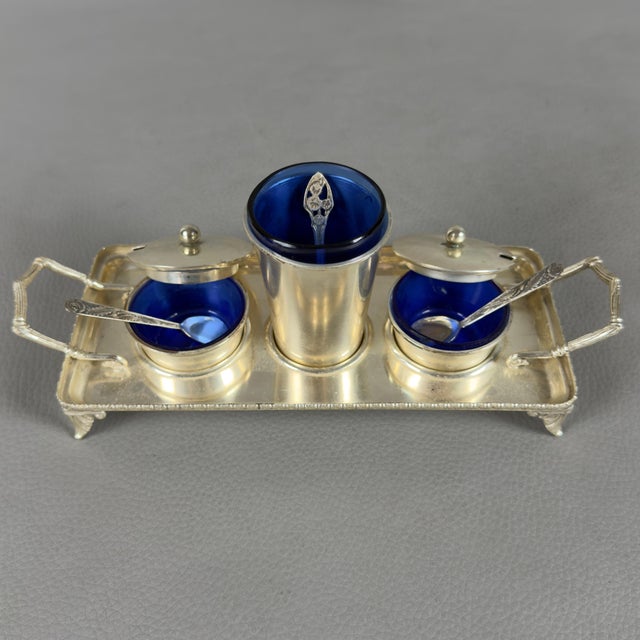 800 Silver Salt and Pepper Sticks in Blue Glass from Artigianato Italiano, Set of 7 For Sale - Image 6 of 15