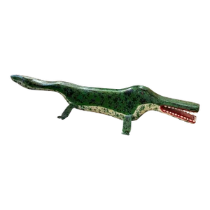 Jim Lewis Folk Art Wood Carved Crocodile